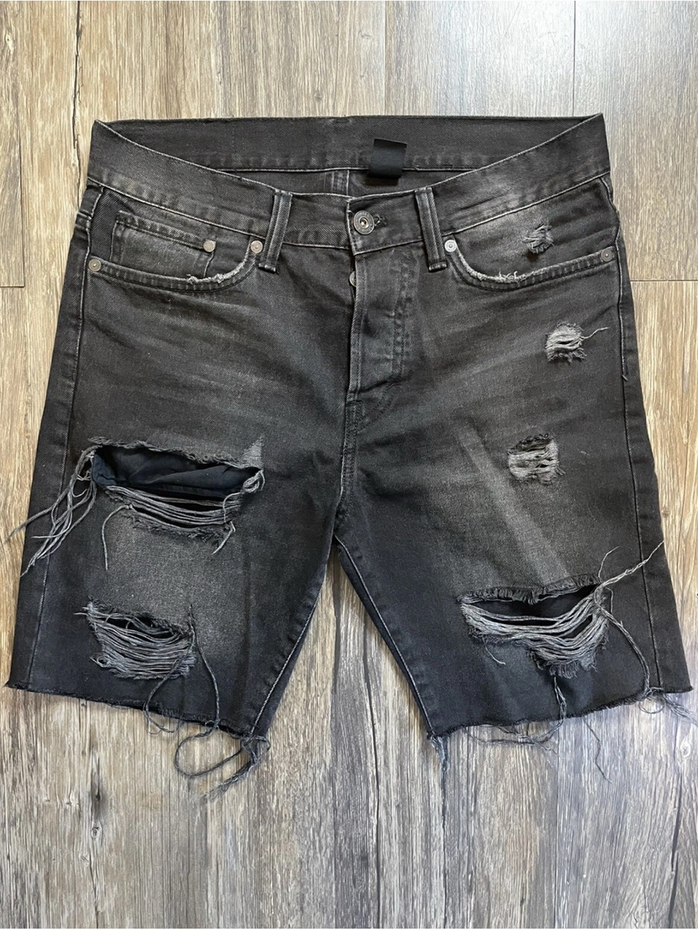 Men’s Denim & Denim Distressed Jean Shorts Black Size 30